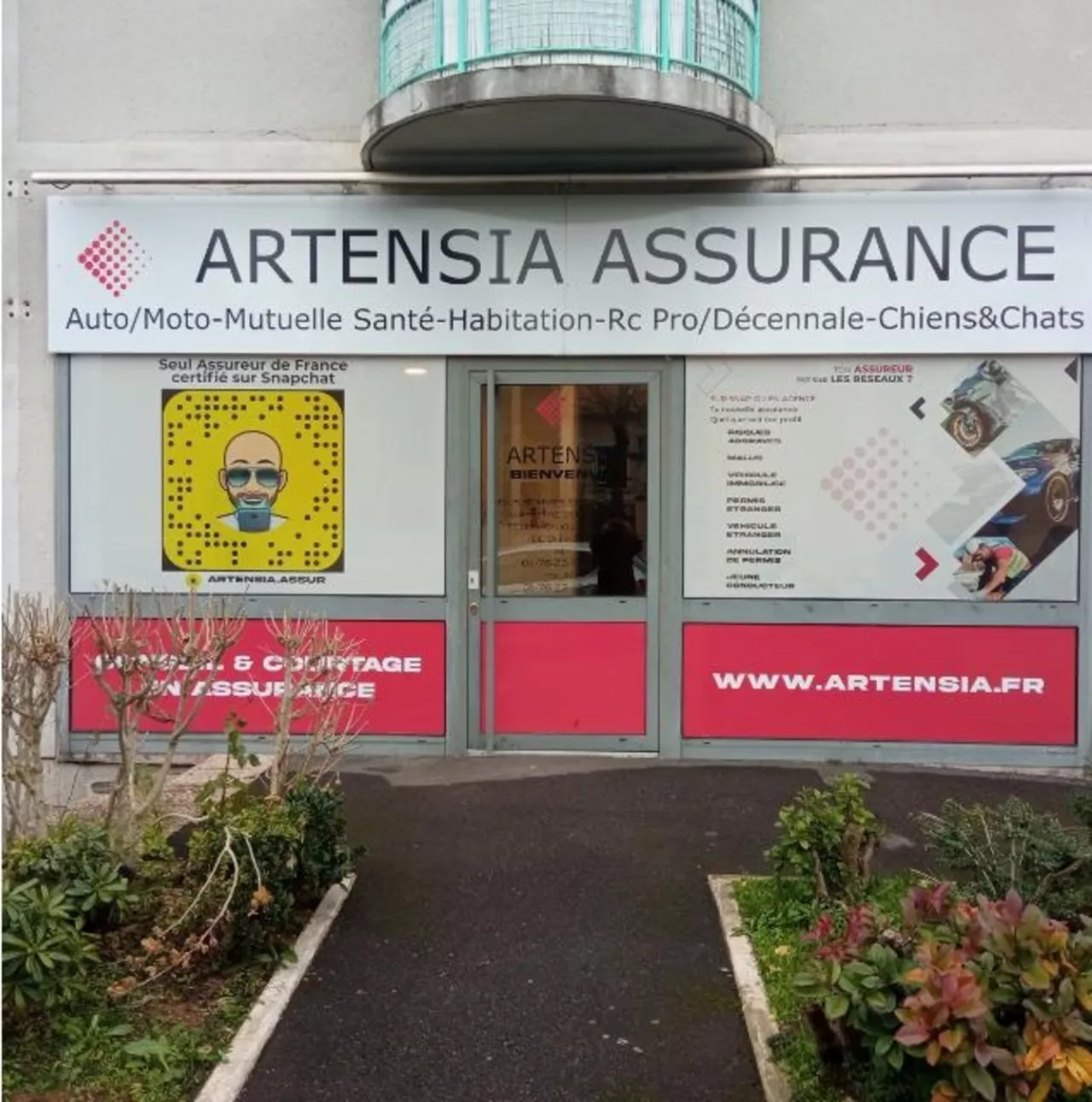 Photo de la façade de la société de courtage en assurance Artensia